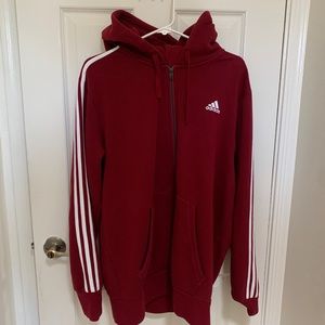 DARK RED Adidas ZIP Up SOFT Hoodie Size Large